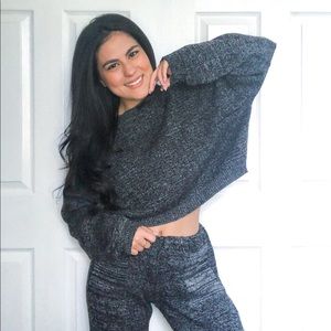Grey Knitted Loungewear Set
